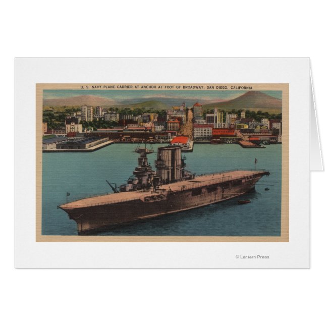 San Diego, CA - Uitzicht US Navy Vliegtuig Carrier (Voorkant Horizontaal)