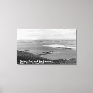 San Diego, CA-Uitzicht van Ballast Point en Bay Canvas Afdruk