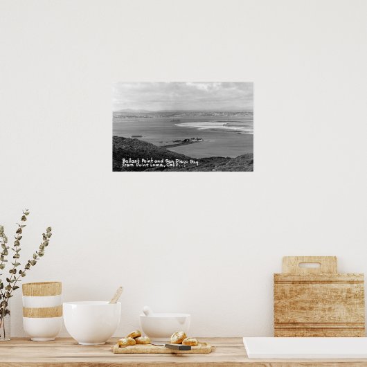 San Diego, CA-Uitzicht van Ballast Point en Bay Poster (Keuken)