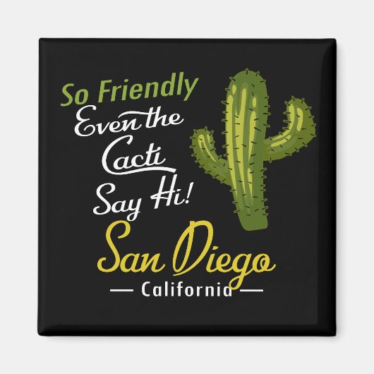 San Diego Cactus Funny Retro Magneet (Voorkant)