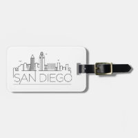 San Diego, Cali Stylized City Skyline Bagagelabel