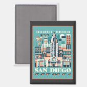 San Diego California Art Deco Magneet (Voorkant / Achterkant)