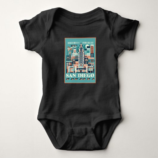 San Diego California Art Deco Romper (Voorkant)