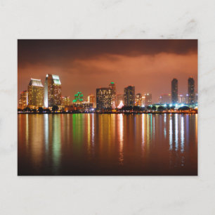 San Diego California bij nacht Briefkaart