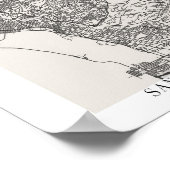 San Diego California Boho Minimal Arch Street Map Poster (Hoek)