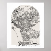 San Diego California Boho Minimal Arch Street Map