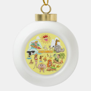 San Diego California Cartoon Keramische Bal Ornament