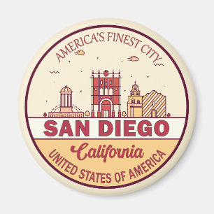 San Diego California City Skyline-embleem Magneet