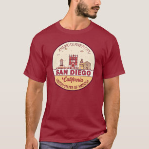 San Diego California City Skyline-embleem T-shirt