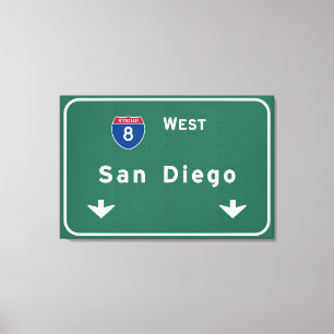 San Diego California Interstate Highway Freeway: Canvas Afdruk