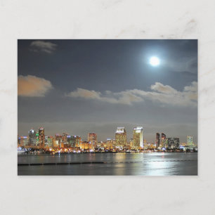 San Diego California Night Evening Moon City Feestdagenkaart