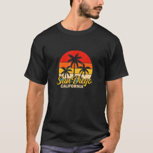 San Diego California Palm Tree Summer Surfing Surf T-shirt