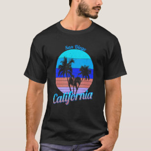 San Diego California Retro Palm Trees Beach Summer T-shirt