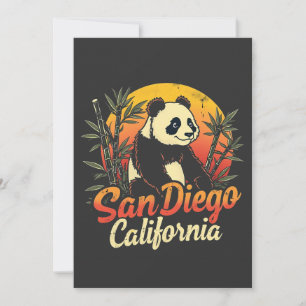 San Diego California Retro Sunset  Panda Feestdagenkaart