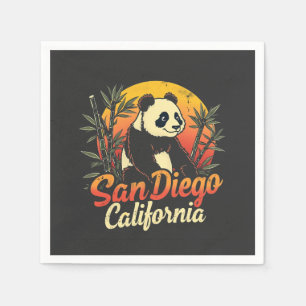 San Diego California Retro Sunset Panda Servet