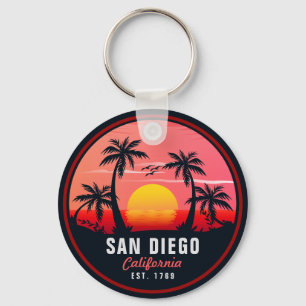 San Diego California Retro Sunset Souvenirs 60s Sleutelhanger