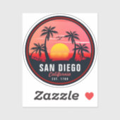 San Diego California Retro Sunset Souvenirs 60s Sticker (Vel)