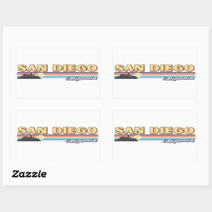 San Diego California Retro Sunset Stripes Rechthoekige Sticker