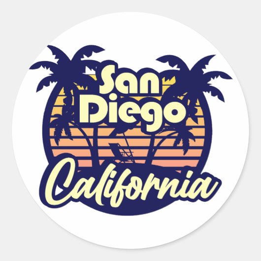 San Diego California Ronde Sticker (Voorkant)