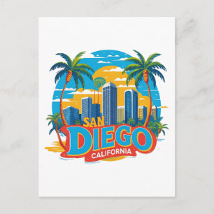 San Diego California Silhouet–Moderne Stadsgezicht Briefkaart
