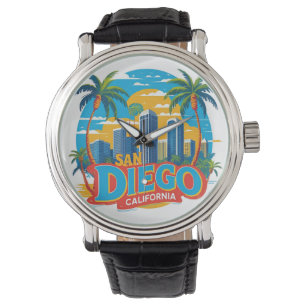 San Diego California Silhouet–Moderne Stadslandsch Horloge