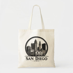 San Diego California Silhouet–Moderne Stadslandsch Tote Bag