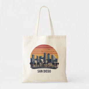 San Diego California Silhouet–Moderne Stadslandsch Tote Bag