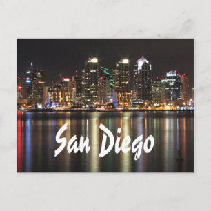 San Diego California Skyline bij nacht Briefkaart