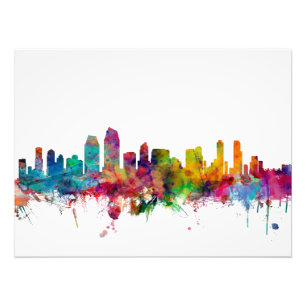 San Diego California Skyline Foto Afdruk