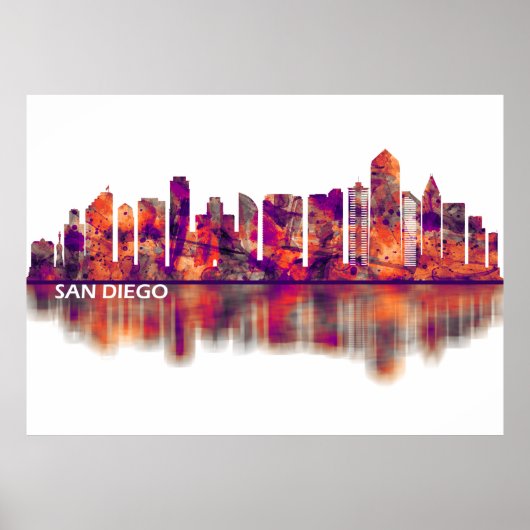 San Diego California Skyline Poster (Voorkant)