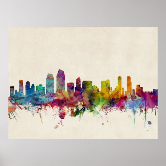 San Diego California Skyline Poster (Voorkant)