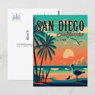 San Diego California Sunset Souvenirs jaren 1950 Briefkaart