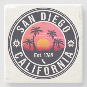 San Diego California Sunset Vakantie Souvenirs 60s Stenen Onderzetter