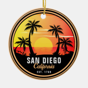 San Diego California Sunset Vakantie Souvenirs 80s Keramisch Ornament