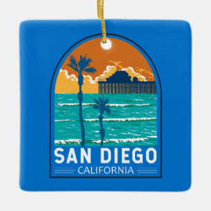 San Diego California Travel Art Vintage Keramisch Ornament