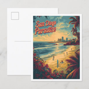 San Diego California Vintage Travel Illustratie Briefkaart