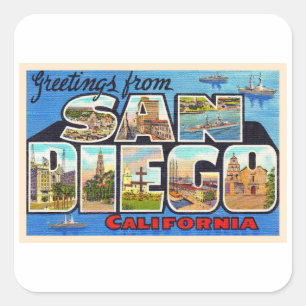 San Diego Californië groot Briefkaart Vierkante Sticker
