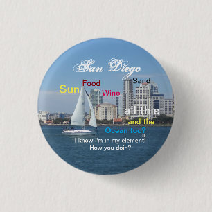 San Diego, Californië Pin Ronde Button 3,2 Cm