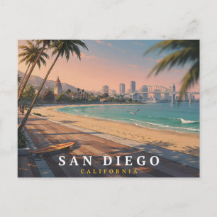 San Diego Californië Retro Kust Reis Briefkaart