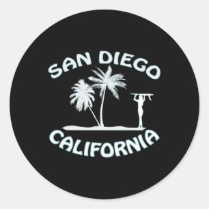 San Diego Californië Retro Surfen Strand Surf Meis Ronde Sticker
