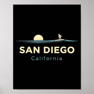 San Diego Californië Retro Surfplanken Surf Zomer Poster