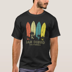 San Diego Californië Retro Surfplanken Vintage Jon T-shirt