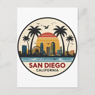 San Diego Californië Silhouet Briefkaart