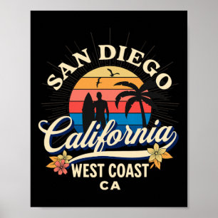 San Diego Californië Strand Surfen Zomer Vakantie Poster