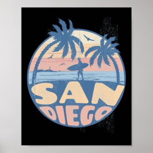 San Diego Californië Strand Surfen Zomer Vakantie Poster