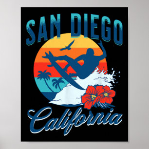 San Diego Californië Strand Surfen Zomer Vakantie Poster