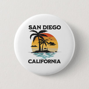 San Diego Californië Strand Surfen Zomer Vakantie  Ronde Button 5,7 Cm