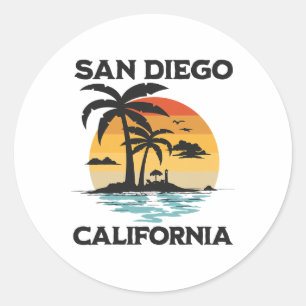 San Diego Californië Strand Surfen Zomer Vakantie Ronde Sticker