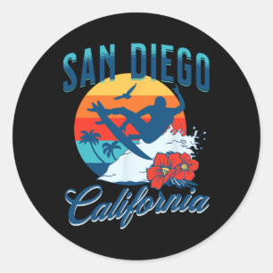 San Diego Californië Strand Surfen Zomer Vakantie  Ronde Sticker