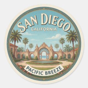San Diego Californië USA Pacifische kust stad Reiz Ronde Sticker
